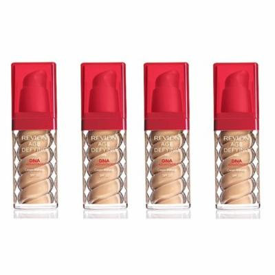 Revlon Age Defying Foundation with DNA Advantage, Honey Beige, 1 Fl Oz (4 Pack) + Yes to Tomatoes Moisturizing Single Use Mask
