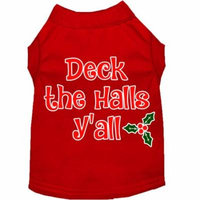 Deck The Halls Y'all Screen Print Dog Shirt Red Xxl