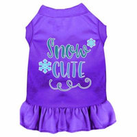 Snow Cute Screen Print Dog Dress Purple Xs