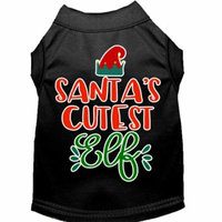 Santa's Cutest Elf Screen Print Dog Shirt Black Xxl