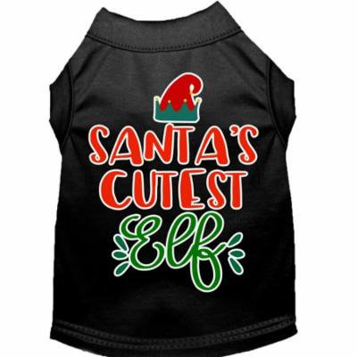 Santa's Cutest Elf Screen Print Dog Shirt Black Xxl