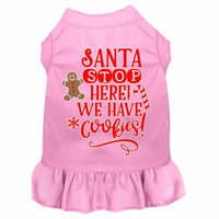 Santa, We Have Cookies Screen Print Dog Dress Light Pink Xxl