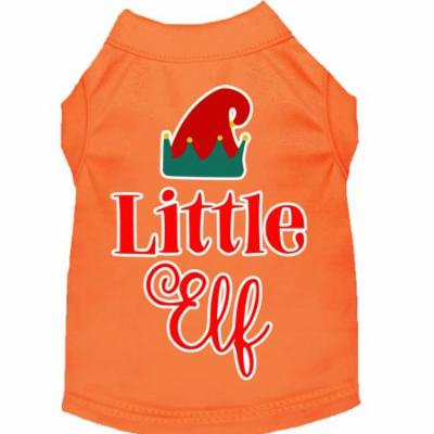Little Elf Screen Print Dog Shirt Orange Xs
