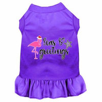 Seas And Greetings Screen Print Dog Dress Purple Lg