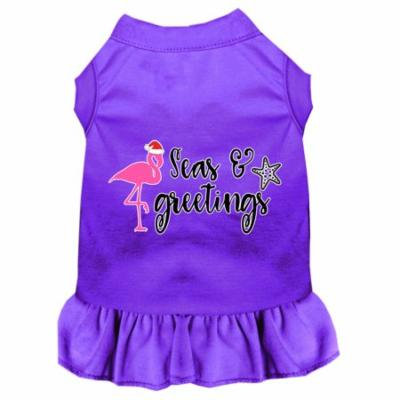 Seas And Greetings Screen Print Dog Dress Purple Lg