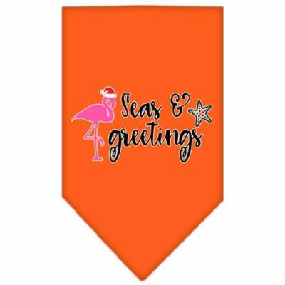 Seas And Greetings Screen Print Bandana Orange Small