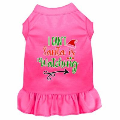 I Can't, Santa Is Watching Screen Print Dog Dress Bright Pink Xxl