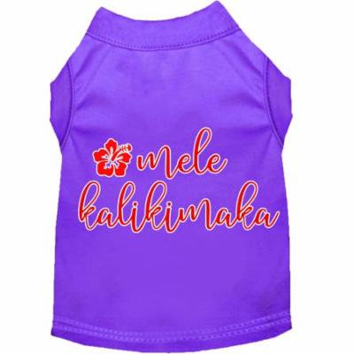 Mele Kalikimaka Screen Print Dog Shirt Purple Sm