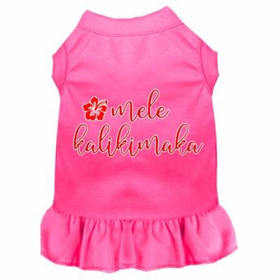 Mele Kalikimaka Screen Print Dog Dress Bright Pink Xxxl