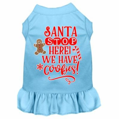 Santa, We Have Cookies Screen Print Dog Dress Baby Blue Med