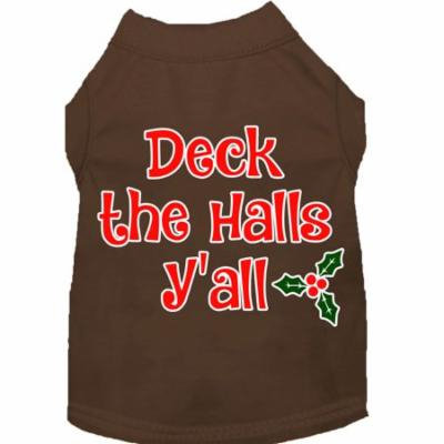 Deck The Halls Y'all Screen Print Dog Shirt Brown Xxxl