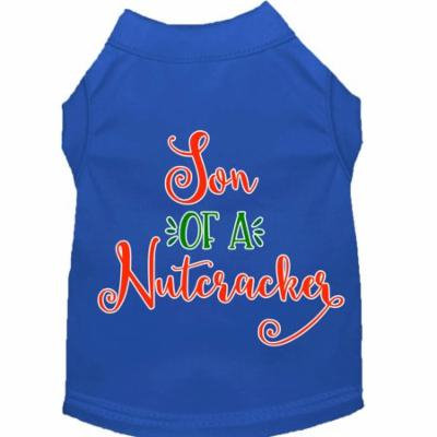 Son Of A Nutcracker Screen Print Dog Shirt Blue Xs