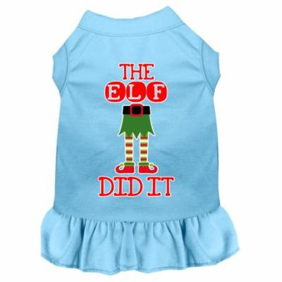The Elf Did It Screen Print Dog Dress Baby Blue Xs