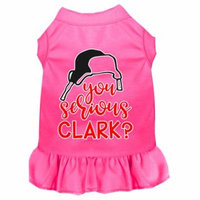 You Serious Clark? Screen Print Dog Dress Bright Pink Xl
