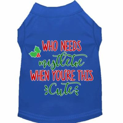 Who Needs Mistletoe Screen Print Dog Shirt Blue Xxl