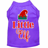 Little Elf Screen Print Dog Shirt Purple Sm