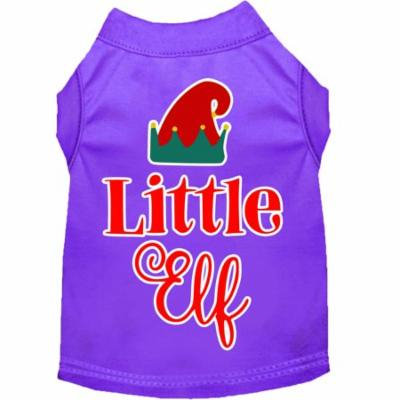 Little Elf Screen Print Dog Shirt Purple Sm