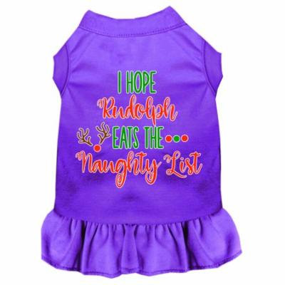 Hope Rudolph Eats Naughty List Screen Print Dog Dress Purple Xs