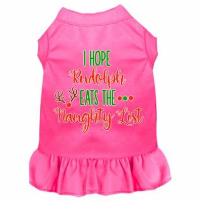 Hope Rudolph Eats Naughty List Screen Print Dog Dress Bright Pink Xl