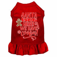 Santa, We Have Cookies Screen Print Dog Dress Red Med
