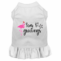 Seas And Greetings Screen Print Dog Dress White Xxxl