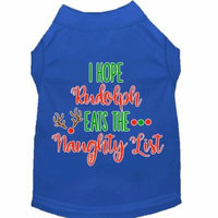 Hope Rudolph Eats Naughty List Screen Print Dog Shirt Blue Lg