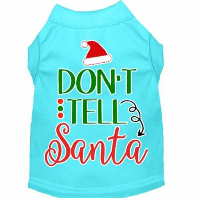 Don't Tell Santa Screen Print Dog Shirt Aqua Xs