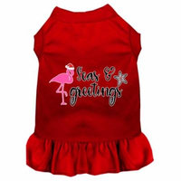 Seas And Greetings Screen Print Dog Dress Red Xs