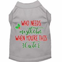Who Needs Mistletoe Screen Print Dog Shirt Grey Xxxl