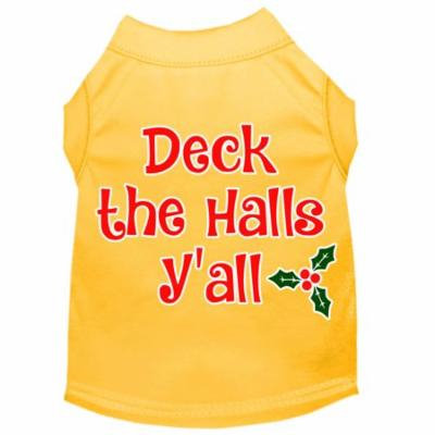 Deck The Halls Y'all Screen Print Dog Shirt Yellow Xxxl