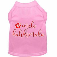 Mele Kalikimaka Screen Print Dog Shirt Light Pink Med
