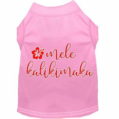 Mele Kalikimaka Screen Print Dog Shirt Light Pink Med