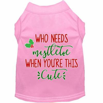 Who Needs Mistletoe Screen Print Dog Shirt Light Pink Xl