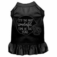 Most Wonderful Time Of The Year (football) Screen Print Dog Dress Black Lg