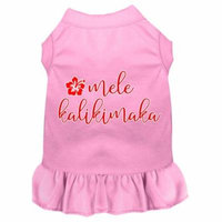 Mele Kalikimaka Screen Print Dog Dress Light Pink Xxl
