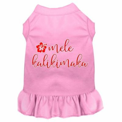 Mele Kalikimaka Screen Print Dog Dress Light Pink Xxl