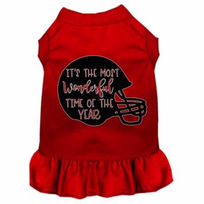 Most Wonderful Time Of The Year (football) Screen Print Dog Dress Red 4x