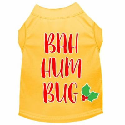 Bah Humbug Screen Print Dog Shirt Yellow Sm