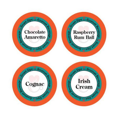 Smart Sips Coffee Liquor Lovers Flavored Coffee Variety Pack - Raspberry Rum Ball, Cognac, Irish Cream, Chocolate Amaretto, 48 Count, K-cup