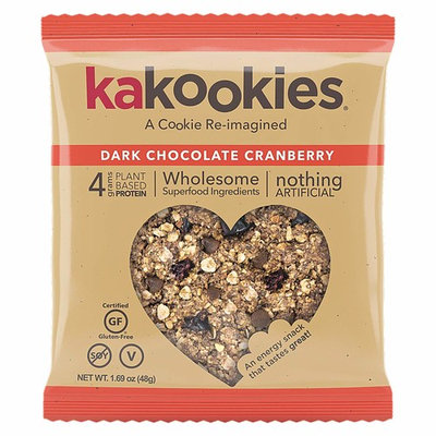 Kakookies Energy Cookies - Dark Chocolate Cranberry (Box of 1 Dozen Cookies) - Vegan, Gluten-Free, Soft-Baked Superfood Snack Cookies