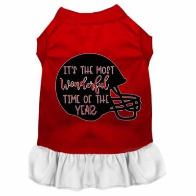 Most Wonderful Time Of The Year (football) Screen Print Dog Dress Red With White Xs