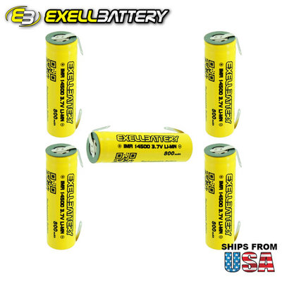 5pc IMR 14500 LiMN 800mAh Rechargeable High Drain Battery With TABS FAST SHIP