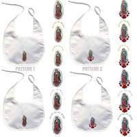 Baby Kid Christening Baptism Blessing White Bibs Gold Silver Virgen de Guadalupe