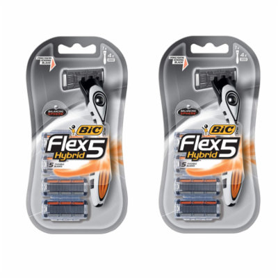 Bic Flex 5 Hybrid 5 Flexible Blade Razor with 4 Refill Blade Cartridges (Pack of 2)