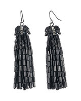 Carolee Midnight Tower Beaded Tassel Statement Earrings