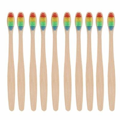 Oie Loves Eco-Friendly Bamboo Charcoal Infused Toothbrush Biodegradable Handle With Soft Nylon Bristles (Rainbow Color)