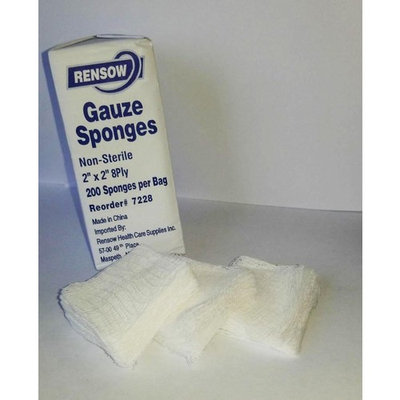 Rensow Gauze Pads, Non-Sterile, Woven, 2