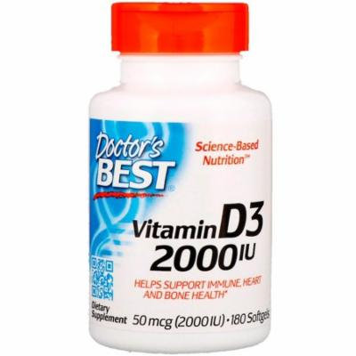 Doctor's Best, Vitamin D3, 2,000 IU, 180 Softgels(Pack of 3)