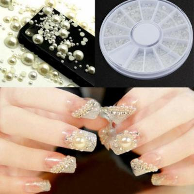 Oie Loves 3D Fashion Nail Art Tips Pearl Acrylic Gem Glitter Manicure Diy Decoration