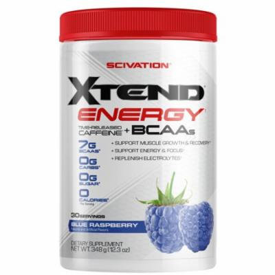 Xtend Energy BCAA Powder w/Caffeine, Blue Raspberry, 30 Servings